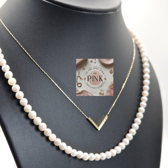 New V necklace in K18 real Gold Stamped - Picture 5 of 5